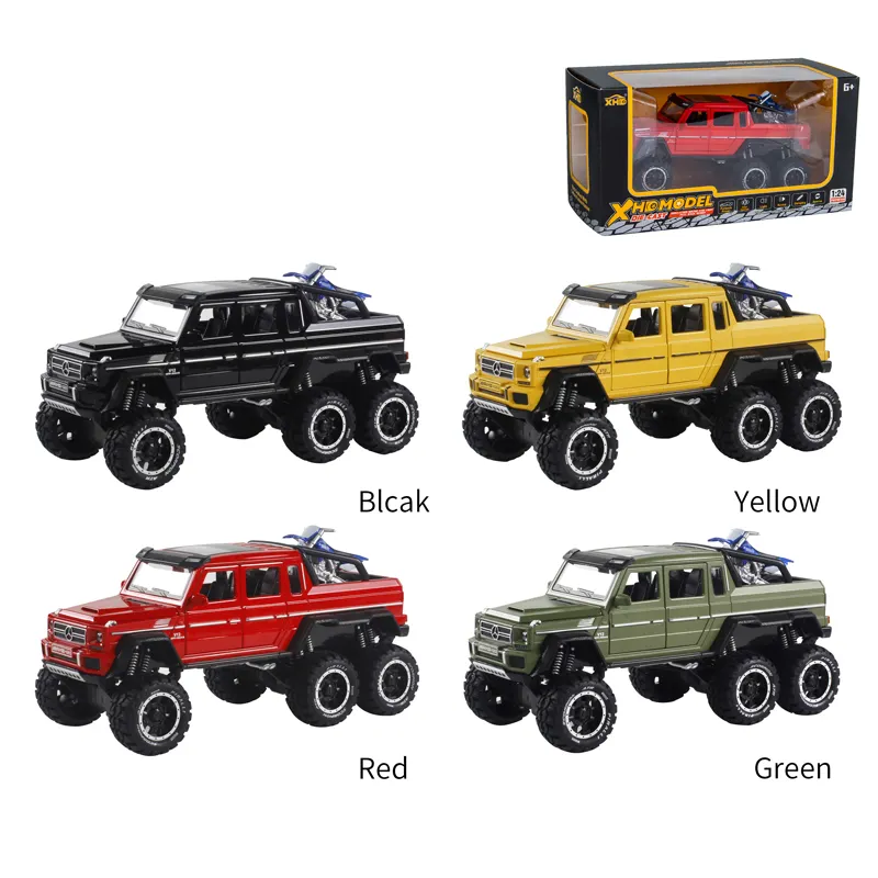 Mainan Mobil Logam Diecast Klasik untuk Anak-anak, Model Paduan 1:32, Benz G63, Truk Pickup, Yama Yz450F, Mainan Tarik Kembali, Grosir