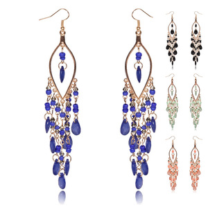 Boucles d'oreilles pendantes en alliage plaqué bronze antique avec cristaux et strass, style bohème, bijoux de mode pour femme, idéales pour les soirées - Product Image 1