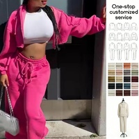 ODM OEM, ensembles de vêtements pour femmes en coton de haute qualité, sweat-shirt à fermeture éclair et pantalon de jogging, vêtements surdimensionnés, ensemble de survêtement 2 pièces pour femmes
