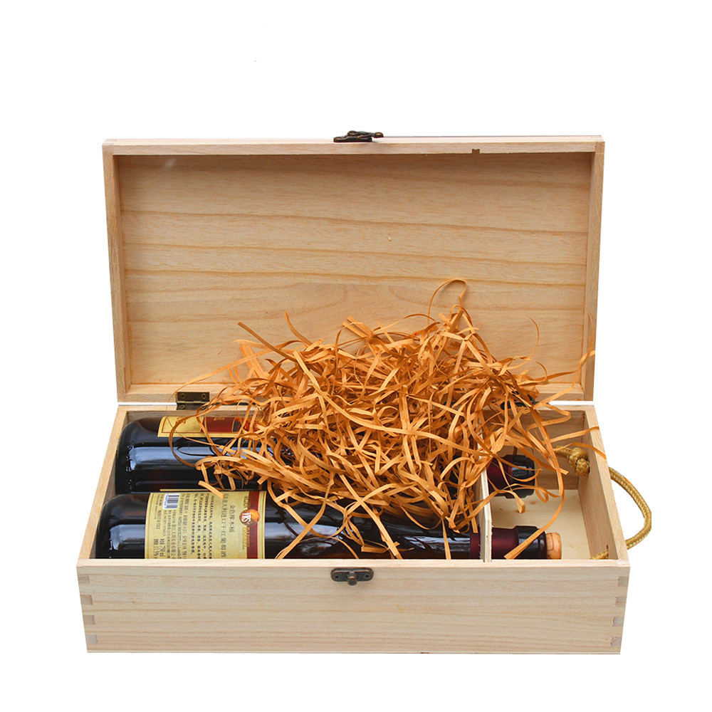 Деревянная коробка для вина Paulownia с ручкой из веревки, 2 бутылки