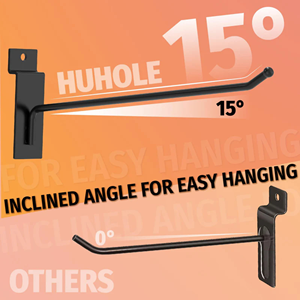 Heavy Duty slatwall <b>hooks</b> 8inch Iron Vinyl Coated <b>Display</b> <b>Hook</b> Durable Easy Install 30lbs Capacity Black Slatwall Storage OEM - Product Image 3
