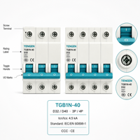 Disjoncteur miniature TENGEN TGB1N-40 D32A D40A 3P 4P Courbe AC380 400V avec certification CE CB UL Stock usine