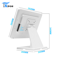 Monitor Táctil Impermeable de 15 Pulgadas, 1024x768 HD Multitáctil, Base de Metal ABS para Comercio Minorista