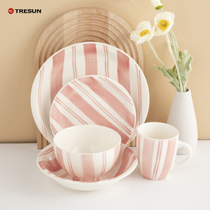 Ensembles de vaisselle en grès et porcelaine à la mode Vaisselle Ligne jaune Vaisselle Passe au lave-vaisselle et au micro-ondes - Product Image 4