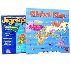 Custom world map paper puzzle jigsaw with irregular shape