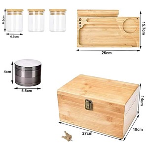 Custom LOGO Smoking Accessories Wooden Rolling Tray Smell Proof Stoner Storage <strong>Herb</strong> Tobacco Bamboo Stash <strong>Box</strong> with Lock Combo Kit - Product Image 4