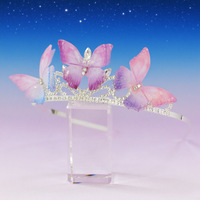 Couronne Unique Papillon Violet en Strass pour Enfants, Idéale pour Demoiselle d'honneur, Anniversaire ou Thème de Fête