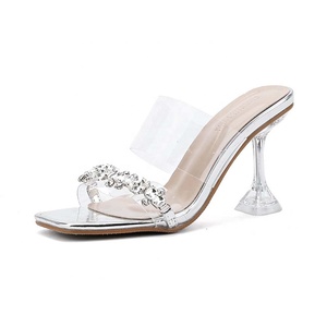 <span class=keywords><strong>Sandali</strong></span> Estivi Traspiranti Stile Fatato per Matrimoni all'Aperto, Tacchi Alti Sexy <span class=keywords><strong>da</strong></span> Club con Punta Quadrata e Strass per Donne - Product Image 1