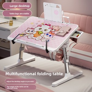 Petite table de lit <span class=keywords><strong>pliable</strong></span> en métal à hauteur réglable avec surface en bois pour dortoir, table d'étude pour ordinateur portable pour étudiants, fenêtre en <span class=keywords><strong>baie</strong></span> - Product Image 1