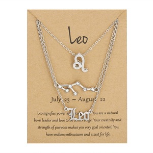 Collier trois pièces serti de diamants avec symboles des douze signes du zodiaque, style rétro - Product Image 5