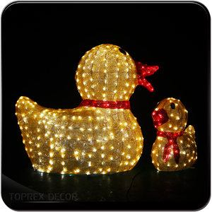 Décoration de Noël, statue, corde lumineuse LED RGB, blanc chaud, IP65, PVC, lumière extérieure en forme de canard, motif lumineux - Product Image 2
