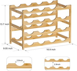Miễn phí-đứng tầng bảng rượu vang tổ chức 4-Tier 16 chai công suất mạnh mẽ tre rượu vang lưu trữ Kệ Countertop giá - Product Image 2