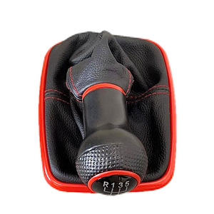 Chen Can – couvercle de pommeau de levier de vitesse en cuir, noir, avec surpiqûres rouges, pour Volkswagen Golf 4 Bora Jetta MK4 GTi 5 vitesses - Product Image 3