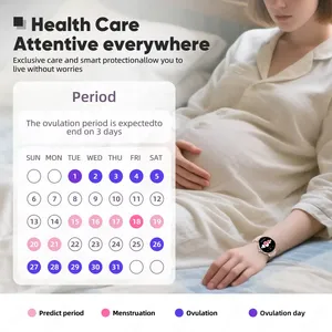 Montre connectée pour femmes, gestion menstruelle, étanche, appels sans fil Android, fréquence cardiaque, boîtier or rose, acier inoxydable, vente en gros - Product Image 2