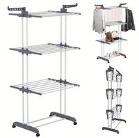 Soporte plegable de 3 capas, colgador de secado de ropa, soportes de almacenamiento, organizador de estantes