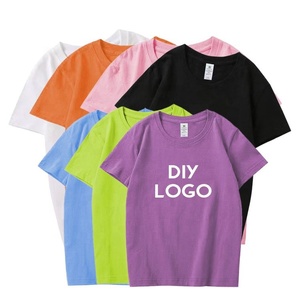 T-shirts décontractés à col rond en tricot doux et agréable pour la peau pour enfants, 100% coton pur, manches courtes - Product Image 3