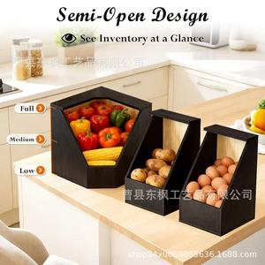 กล่องเก็บของมุมโต๊ะไม้ 3 ช่อง สำหรับจัดระเบียบผลไม้บนเคาน์เตอร์ครัว - Product Image 3