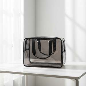 Sac de toilette transparent approuvé par la TSA, vente en gros, sac de maquillage en PVC noir étanche pour les <span class=keywords><strong>voyages</strong></span>, les séjours à l'hôtel, les vols, les essentiels - Product Image 6