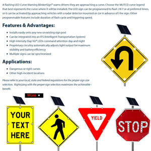 Vialetto di controllo del traffico Led lampeggiante avviso di alluminio di sicurezza <span class=keywords><strong>stradale</strong></span> di guida <span class=keywords><strong>segnaletica</strong></span> ad energia solare Led U girare i segnali stradali - Product Image 4