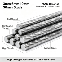 ASME B18.31.2 Full Threaded Rod, 3mm 6mm 10mm 50mm Stainless Steel & Carbon Steel Continuous Thread Stud Bolt