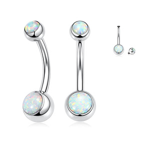 Piercing de nombril en titane opale 14 mm avec sertissage clos pour piercing de nombril - Product Image 1