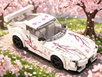 Kit de construction de voiture en forme de fleur de cerisier Sakura blanche, jouets de construction, bricolage, objet de collection, cadeau, décoration, modèle, ornement