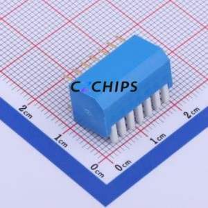 TE-07R DIP Switch Through hole Component (THT) Switch Piano Key Single Pole Single Throw 7 PC Pin - Product Image 2