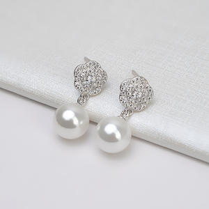 Boucles d'oreilles en argent S925 avec double perle de 6-8 mm, pour femme, 4368, accessoires de bricolage, plateau vide, belles boucles d'oreilles en perles - Product Image 4