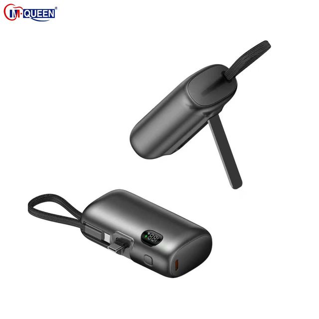 Custom PD 22.5W Digital Display Small Powerbank 10000mAh Fast Charging Portable Charger Mini Power Bank With Cable for Phone