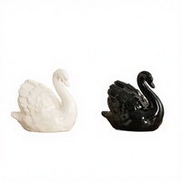 Eason Black White Lovers Swan Art Deco Ceramic Baubles Animal Bonsai Portrait Pattern Soft Decoration Home Trinkets for Sympathy