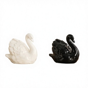 Eason - Adornos de Cerámica Art Déco con Diseño de Cisnes Blancos y Negros, Decoración Suave para el Hogar, Adornos para Bonsái - Product Image 2