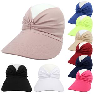 Beach <b>Women</b> Children Large Brim Polyester Sun Hat Open Top Ponytail Hole Breathable Embroidered Outdoor Sports <b>Cap</b> for Hiking - Product Image 1