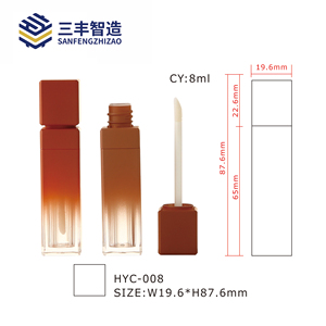 Tubo de Aceite Labial Transparente con Degradado Cuadrado Marrón Rojizo para Envasado de Cosméticos - Product Image 3