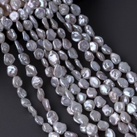 Perles d'eau douce baroques Keshi blanches naturelles de qualité AAA, 8-9 mm, à fort lustre, en forme de pétale, certifiées par un tiers XM