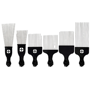 Pettine Afro in Metallo Nero con Denti in Acciaio per Uomo e Donna, per Acconciature e Districatura - Product Image 1