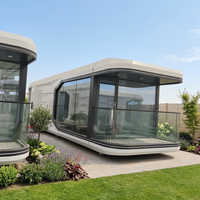 Capsule spatiale préfabriquée 1 chambre, 1 salon, 1 salle de bain, maisonnette compacte pour la vie en famille, maison d'hôtes de jardin avec cuisine