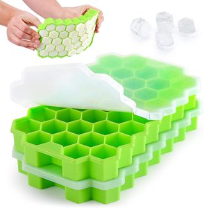 <span class=keywords><strong>Mini</strong></span> bandeja de cubitos de hielo de silicona de nido de abeja personalizada con tapa, moldes de hielo de silicona grandes, molde de bandeja de hielo - Product Image 3