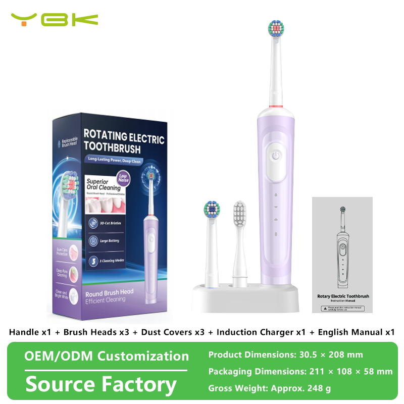 Purple 3pcs toothbrush heads