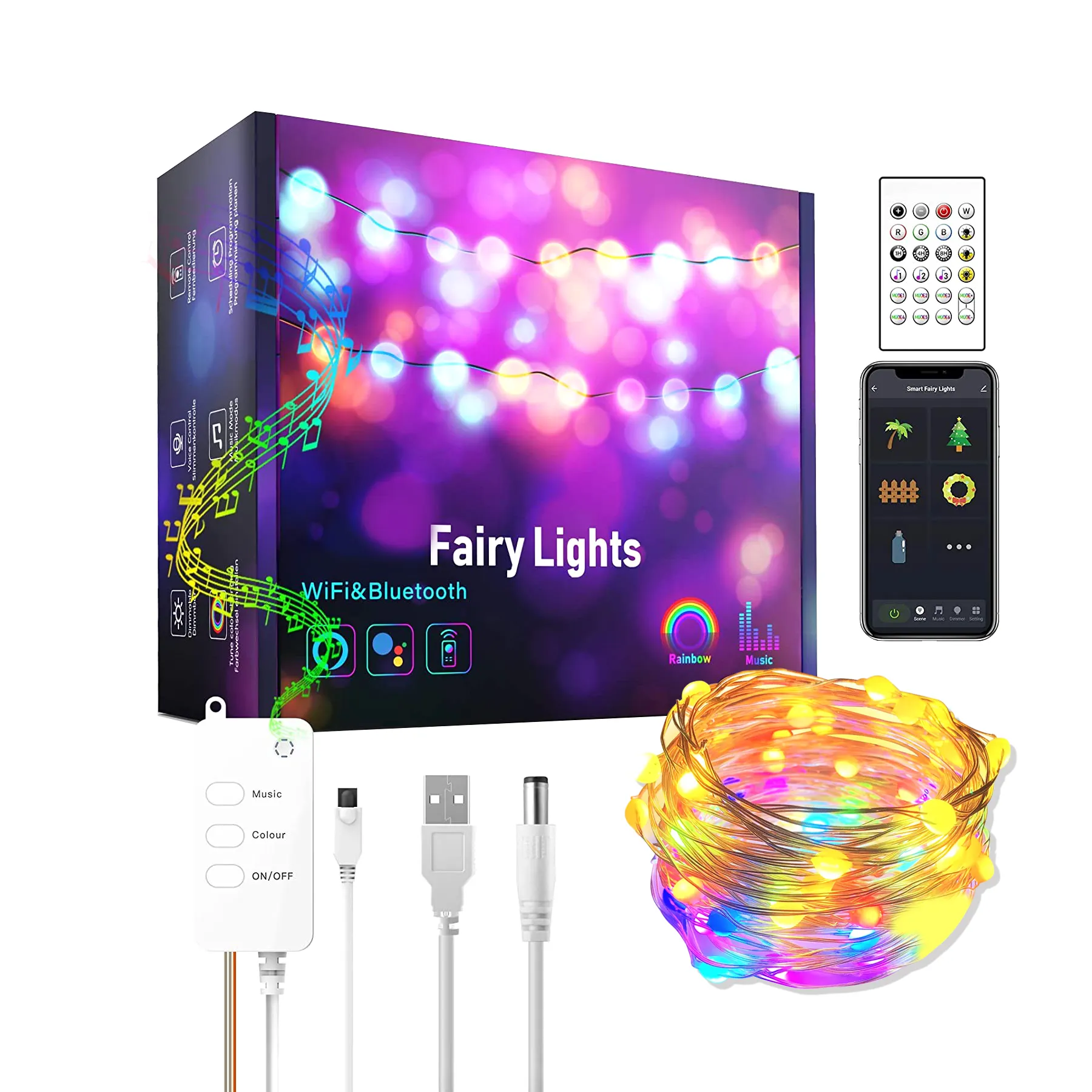 Smart APP Remote Control Wedding Holiday Decorative Lighting Christmas Lights Decoration Led Fairy String Lights