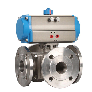 COVNA Válvula de Bola Neumática de 4 Vías con Brida de 1 Pulgada de Acero Inoxidable - Product Image 1