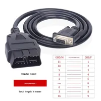 Cable de Conexión de Diagnóstico OBD2 Macho a DB9 Hembra de 6 Conductores, Tarjeta CAN Serial, Puerta de Enlace de Prueba RS232