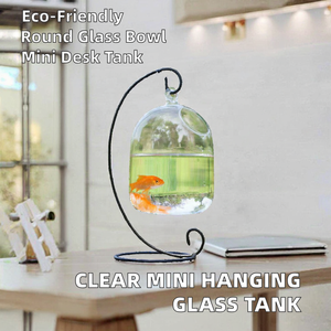 Transparentes, klares, modernes, umweltfreundliches Hängezylinder-Glasaquarium-Zubehör, Mini-Fischbecken für Wohnzimmer und Küche - Product Image 2
