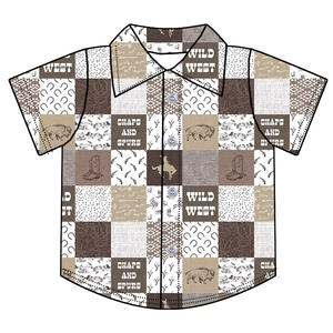 Camisas de Manga Corta con Botones para Niños, Diseño Personalizado de Vaquero Occidental, Novedad 2026 - Product Image 3