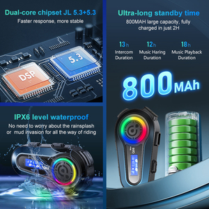 Q08 MAX casque d'affichage à écran LCD de haute qualité casque d'interphone sans fil avec écouteurs d'équitation de moto antibruit - Product Image 6