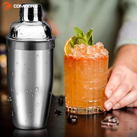 Kit personnalisable en acier inoxydable Barman Cocktail Maker 500ml Cocktail Shaker Bar Tools Mixing Barware Set avec support en bois