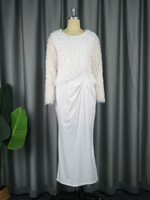 Robes blanches élégantes de Noël à manches longues et glands pour femmes de grande taille