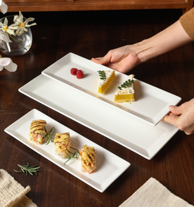 Square <b>Corner</b> Long White Ceramic Plate Multi Size Stackable Sushi Dessert Appetizer Dish Hotel Restaurant Custom Logo Bulk Sale - Product Image 1