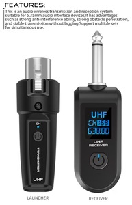 Hệ thống phát thu không dây <span class=keywords><strong>UHF</strong></span> XTUGA Hot Sale K1 XLR sang 6.35mm để chuyển đổi micro có dây thành không dây khi thu âm hòa nhạc - Product Image 3
