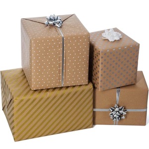 Custom Double-Sided Kraft <b>Paper</b> Gift Wrapping Roll Polka Dot Stripe <b>Patterns</b> Digital Printing Compatible Recyclable Packaging - Product Image 1