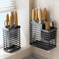 Support multifonctionnel durable en acier inoxydable pour couteaux et planches à découper, avec porte-ustensiles de cuisine et porte-baguettes